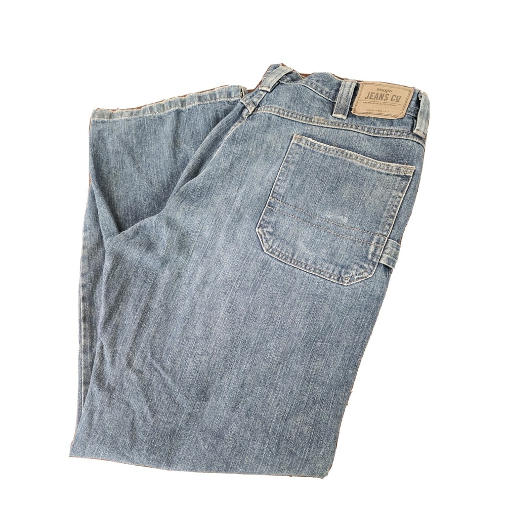 Wrangler Utility Mens Distressed Jeans stained Whiskered 36x30
